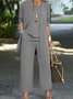 Women's Split Joint Plain Commuting Going Out Matching Outfit Caramel Casual Spring/Fall Multi-Piece Set Elastic Band Matching Set