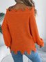 One Shoulder Plain Casual Sweater