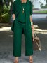 Women's Split Joint Plain Commuting Going Out Matching Outfit Caramel Casual Spring/Fall Multi-Piece Set Elastic Band Matching Set