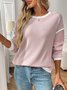 Women Color Block Crew Neck Casual Long Sleeve T-shirt
