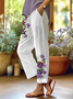 Women's  H-Line Baggy Pants Daily Going Out Pants White Casual Printing Floral Spring/Fall Pants