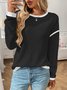 Women Color Block Crew Neck Casual Long Sleeve T-shirt