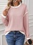 Women Color Block Crew Neck Casual Long Sleeve T-shirt