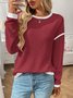Women Color Block Crew Neck Casual Long Sleeve T-shirt
