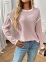 Women Color Block Crew Neck Casual Long Sleeve T-shirt