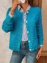 Simple Crew Neck Plain Cardigan