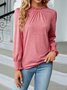 Women Plain Crew Neck Vintage Long Sleeve T-shirt
