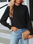 Women Plain Crew Neck Vintage Long Sleeve T-shirt