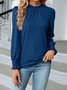 Women Plain Crew Neck Vintage Long Sleeve T-shirt