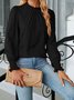 Women Plain Crew Neck Vintage Long Sleeve T-shirt