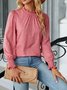 Women Plain Crew Neck Vintage Long Sleeve T-shirt