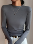 Women Plain Mock Neck Simple Long Sleeve T-shirt