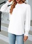 Women Plain Crew Neck Vintage Long Sleeve T-shirt