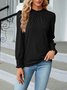 Women Plain Crew Neck Vintage Long Sleeve T-shirt