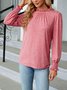Women Plain Crew Neck Vintage Long Sleeve T-shirt