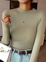 Women Plain Mock Neck Simple Long Sleeve T-shirt