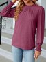 Women Plain Crew Neck Vintage Long Sleeve T-shirt