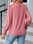 Women Plain Crew Neck Vintage Long Sleeve T-shirt