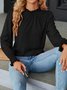 Women Plain Crew Neck Vintage Long Sleeve T-shirt