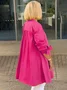 Women's Shirt Jacket Single-Breasted Temperament Commuting Solid Color Long-Sleeved Cotton Cardigan