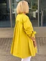 Women's Shirt Jacket Single-Breasted Temperament Commuting Solid Color Long-Sleeved Cotton Cardigan