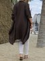 Linen Autumn New Casual Long-sleeved Shirt Dress Versatile Long Windbreaker Jacket Solid Color Cardigan