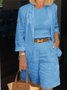 Women's Split Joint Plain Daily Going Out Two-Piece Set White Casual Spring/Fall Top With Pants Matching Set