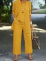 Women's Split Joint Plain Commuting Going Out Matching Outfit Caramel Casual Spring/Fall Multi-Piece Set Elastic Band Matching Set