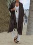 Linen Autumn New Casual Long-sleeved Shirt Dress Versatile Long Windbreaker Jacket Solid Color Cardigan