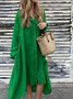 Casual Plain Shirt Collar Midi Dress