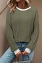 Women Color Block Crew Neck Casual Long Sleeve T-shirt