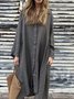 Casual Plain Shirt Collar Midi Dress