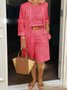 Women's Split Joint Plain Daily Going Out Two-Piece Set White Casual Spring/Fall Top With Pants Matching Set
