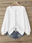 Women Plain Crew Neck Casual Long Sleeve T-shirt