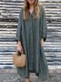Casual Plain Shirt Collar Midi Dress