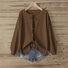 Women Plain Crew Neck Casual Long Sleeve T-shirt