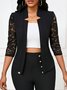 Plain Stand Collar Casual Jacket