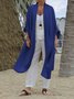 Linen Autumn New Casual Long-sleeved Shirt Dress Versatile Long Windbreaker Jacket Solid Color Cardigan