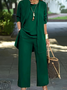 Women's Split Joint Plain Commuting Going Out Matching Outfit Caramel Casual Spring/Fall Multi-Piece Set Elastic Band Matching Set