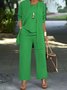 Women's Split Joint Plain Commuting Going Out Matching Outfit Caramel Casual Spring/Fall Multi-Piece Set Elastic Band Matching Set