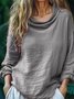 Casual Plain Cowl Neck Blouse