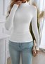 Women Plain Mock Neck Casual Long Sleeve T-shirt