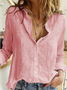 Women's Long Sleeve Shirt Spring/Fall White Plain Buckle Shirt Collar Daily Going Out Casual Top