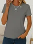 Women Plain Crew Neck Casual Short Sleeve T-shirt
