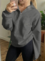 Women's Half Zip Lapel Casual Long Sleeve Sweatshirt