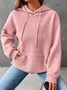 Women's Waffle Casual Long Sleeve Hooded Sweatshirt
