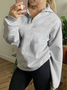 Women's Half Zip Lapel Casual Long Sleeve Sweatshirt