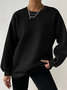 Women's Waffle Casual Long Sleeve Crew Neck Sweatshirt