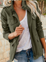 Plain Stand Collar Zipper Boho Jacket