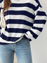 Women's Striped Print Casual Round Neck Long Sleeve Sweatshirt